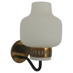 Wall Lamp in Brass and Opal Glass, Model 2030 by Stilnovo, Italy, 1950s