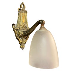 wall lamp in bronze and frosted glass in neo-classical style, art deco period