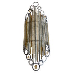 Wall lamp in iron and glass Poliarte, Italy 1960s, H 82cm