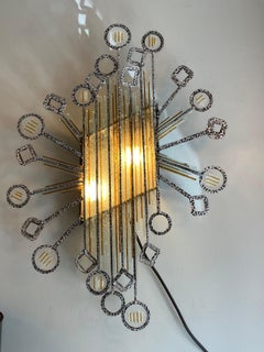 Wall Lamp in Iron and Glass Poliarte, Italy 1960s, H 86cm