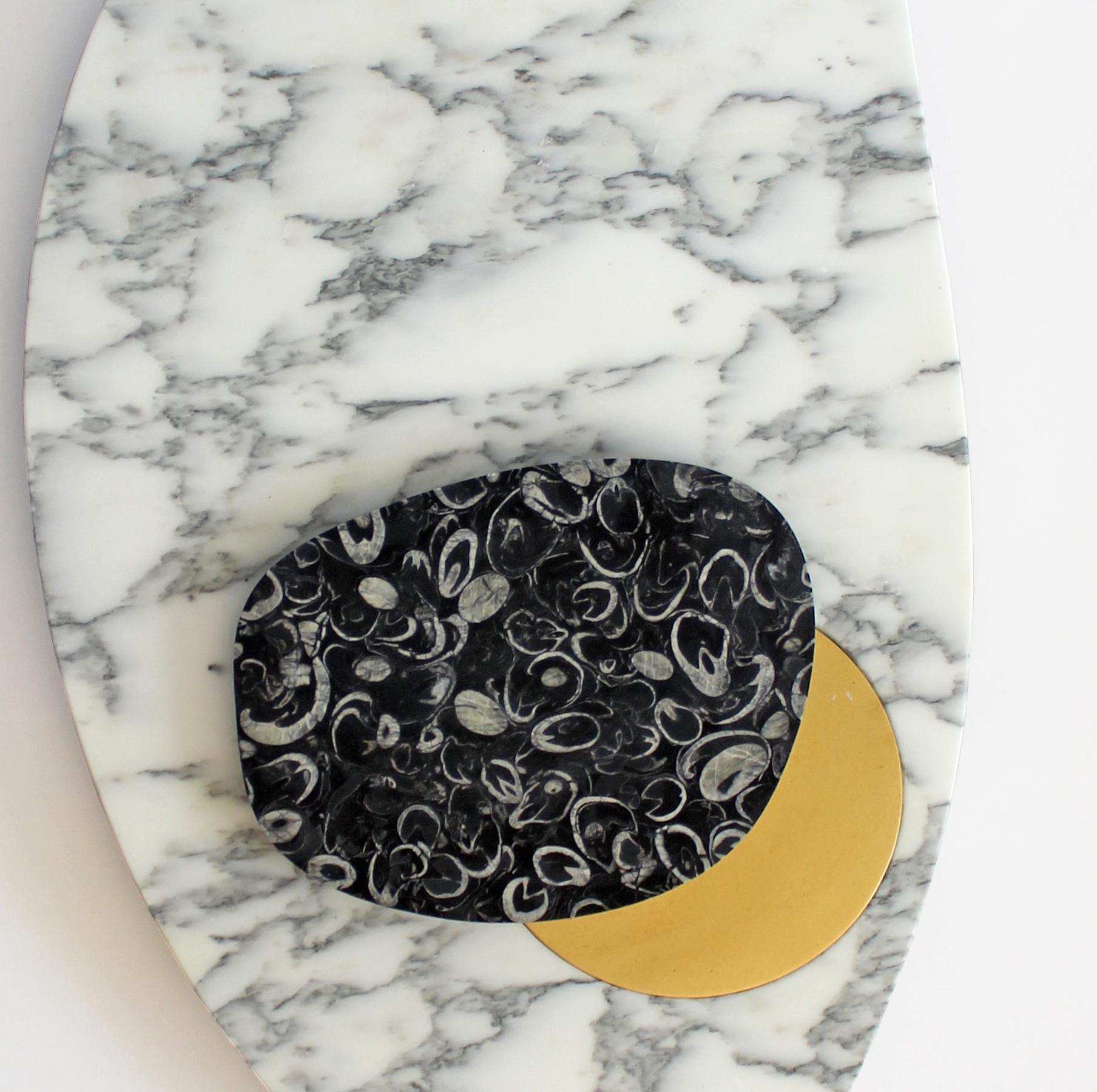 Organic Modern Wall Lamp in Marble and Brass, Sébastien Caporusso