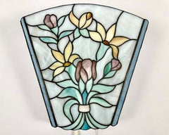 Wall Lamp in Stained Glass Botanical Tiffany Wall Light Vintage Germany 1970s
