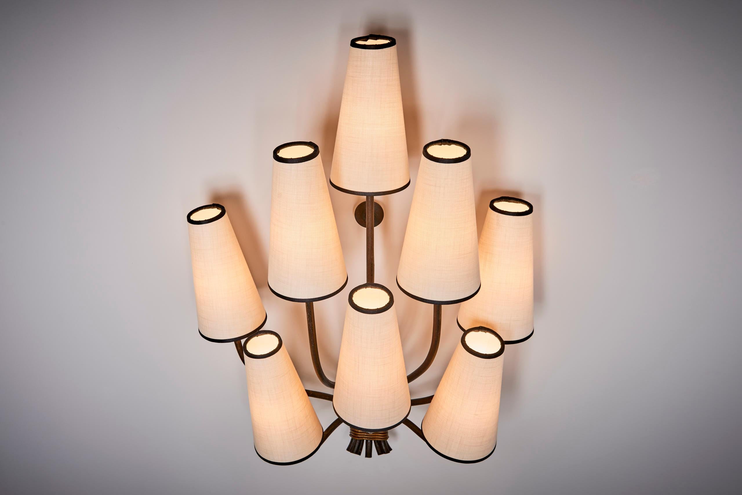 Wall Lamp in the manner of Jean Royere with 8 Branches France 1950s 4