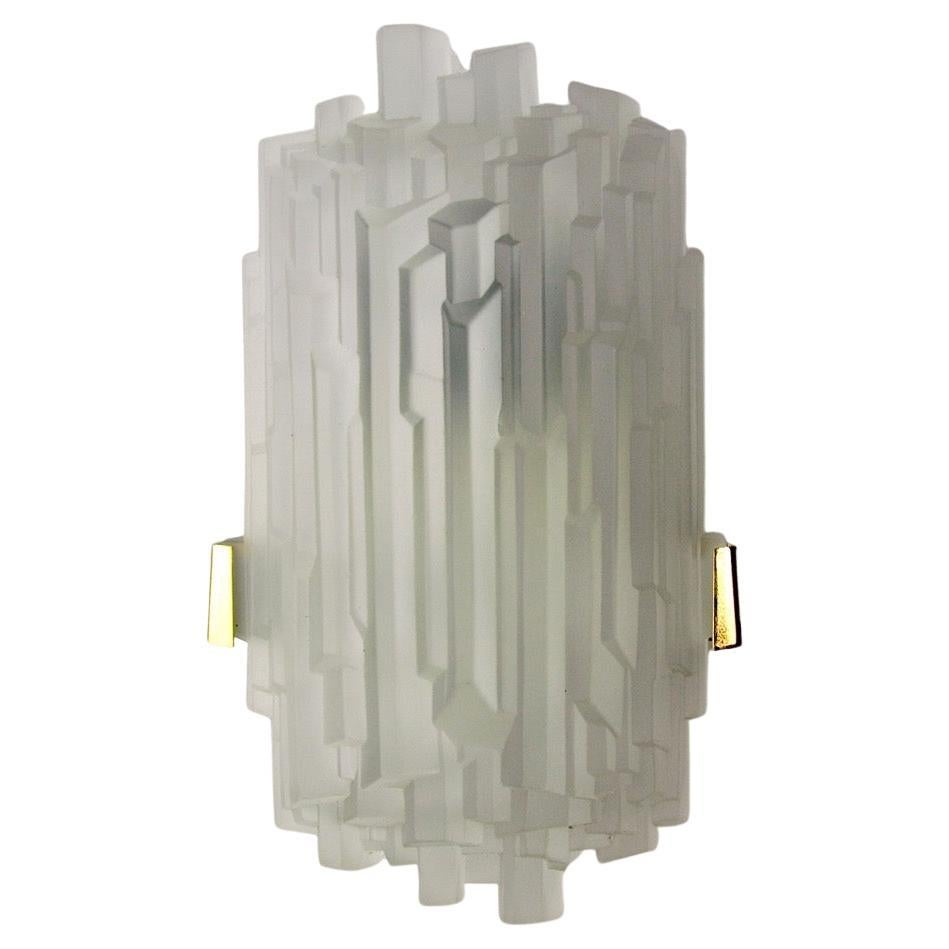 Wall Lamp J.T Kalmar, Frosted Glass Austria, 1970 For Sale