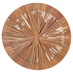 Lampe murale en bambou tressé en forme de soleil, Italie, années 1960