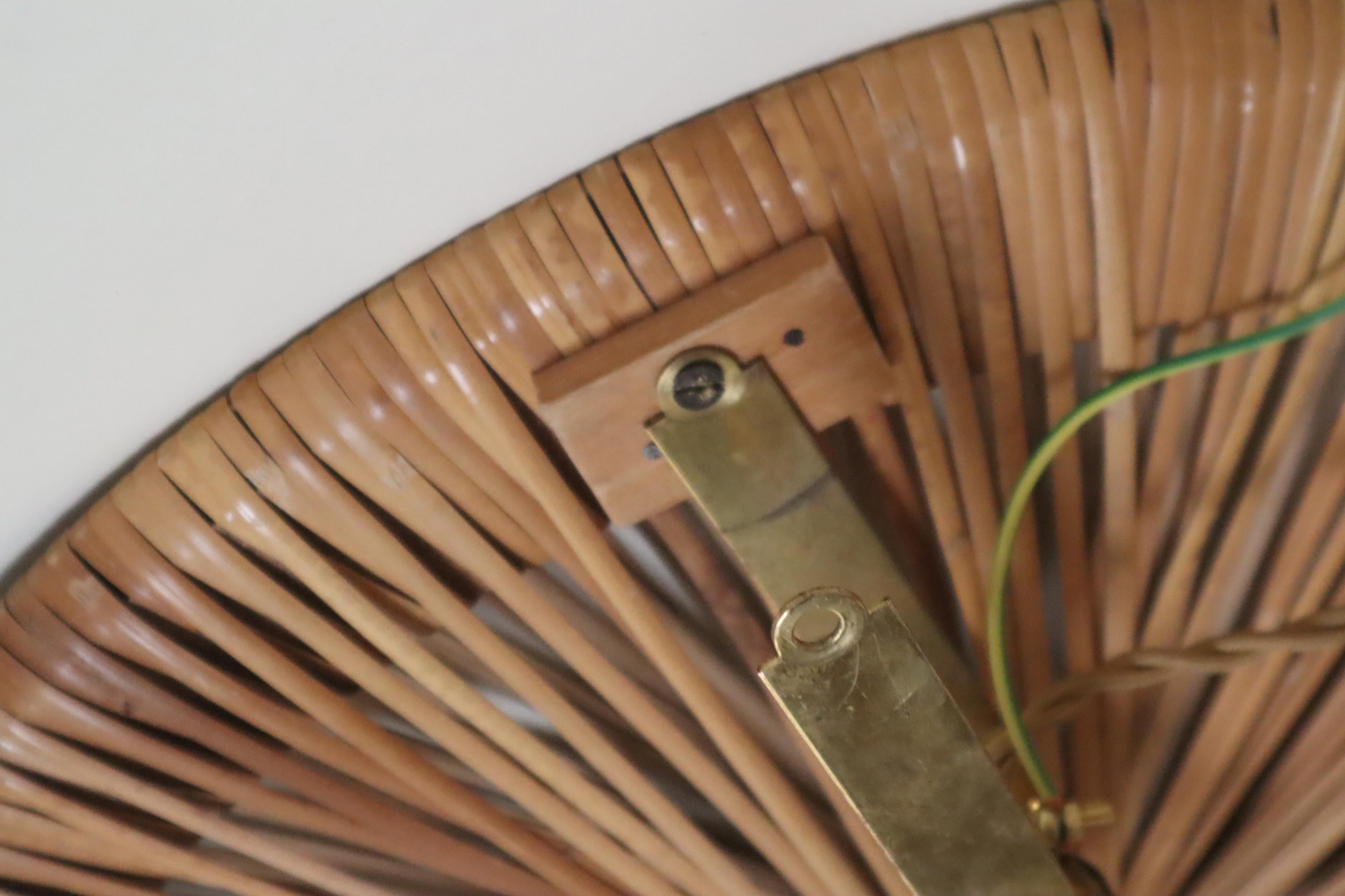 Bambou Lampe murale en bambou tressé en forme de soleil, Italie, années 1960 en vente