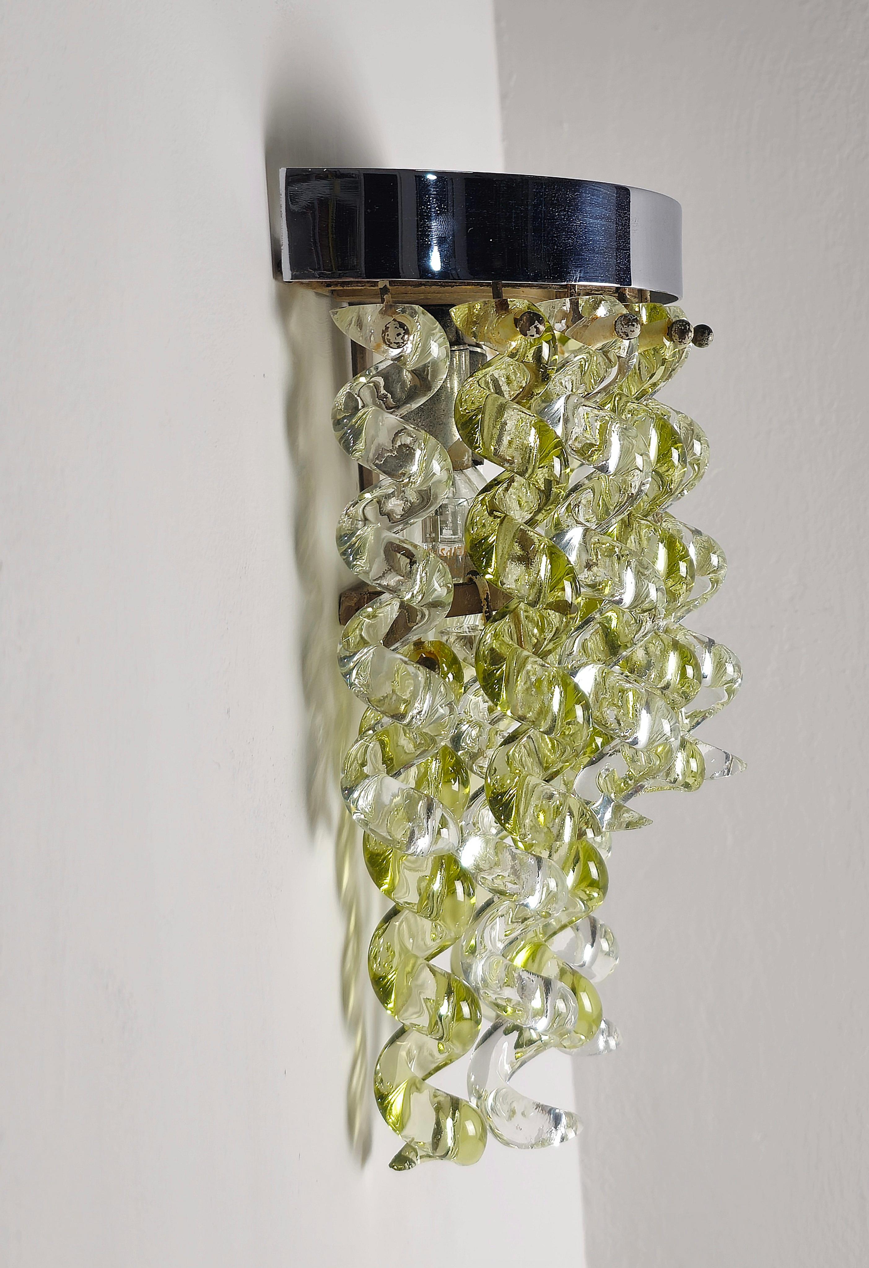 Lampe murale Maestri Muranesi Mid-Century Italy 1970s Murano Glass en vente 1