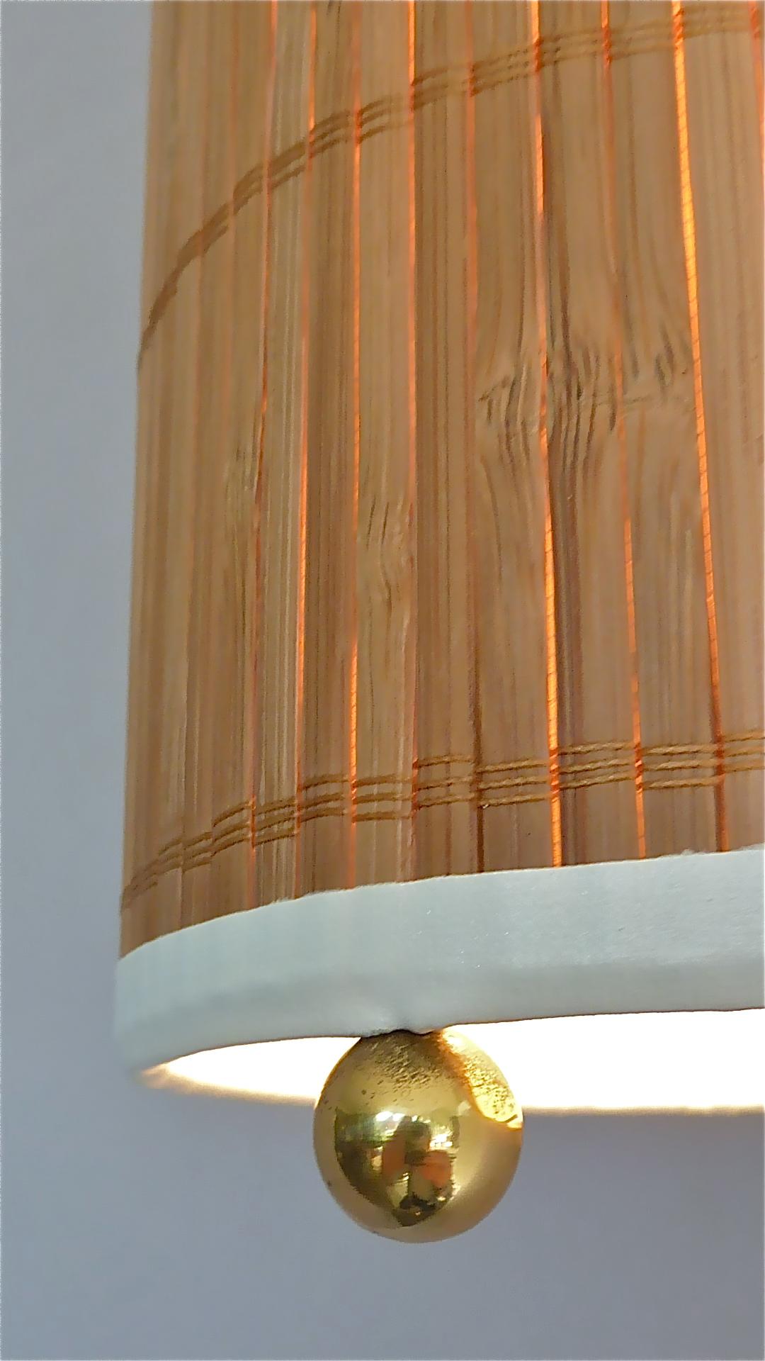 Wall Lamp Paavo Tynell Taito Oy Kalmar Style Brass Cane Wood Shade 1950s Sconce For Sale 4