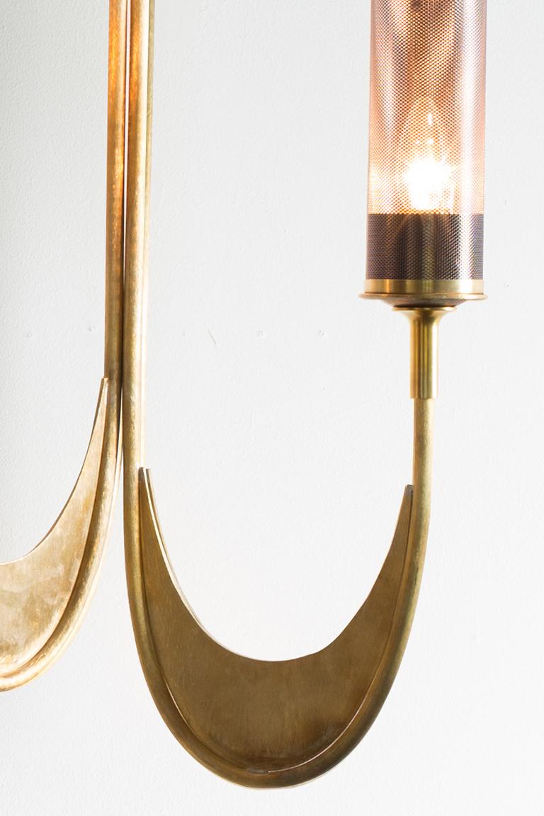 Hand-Crafted Wall Lamp Sconce Brass Handcrafted Gold Italy  For Sale