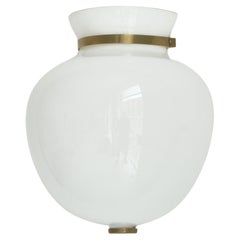 Wall Lamp Sconce by Vilhelm Lauritzen "Half Vase" in Opal Glass and Brass