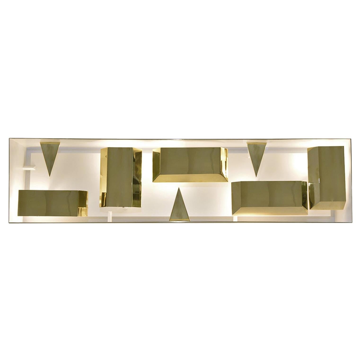 Wall Lamp Screen of Light Design Gio Ponti Italy Limited Edition Polished Brass For Sale