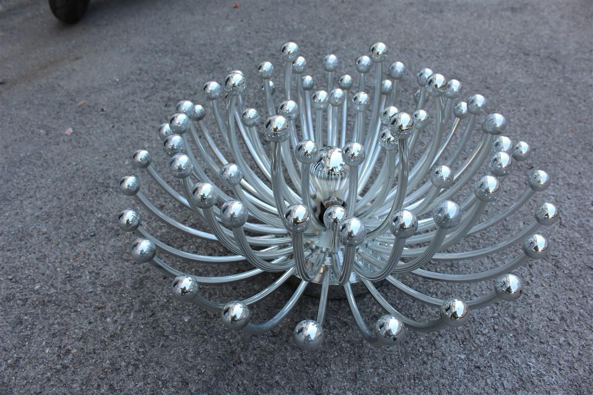 Plexiglass Wall Lamp Sculpture Pistillo Studio Tetrarch for Valenti 1970 Silver Round For Sale