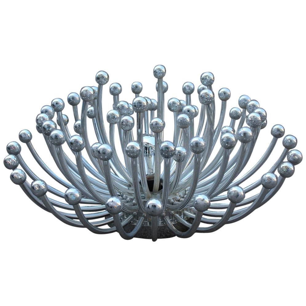 Wall Lamp Sculpture Pistillo Studio Tetrarch for Valenti 1970 Silver Round For Sale