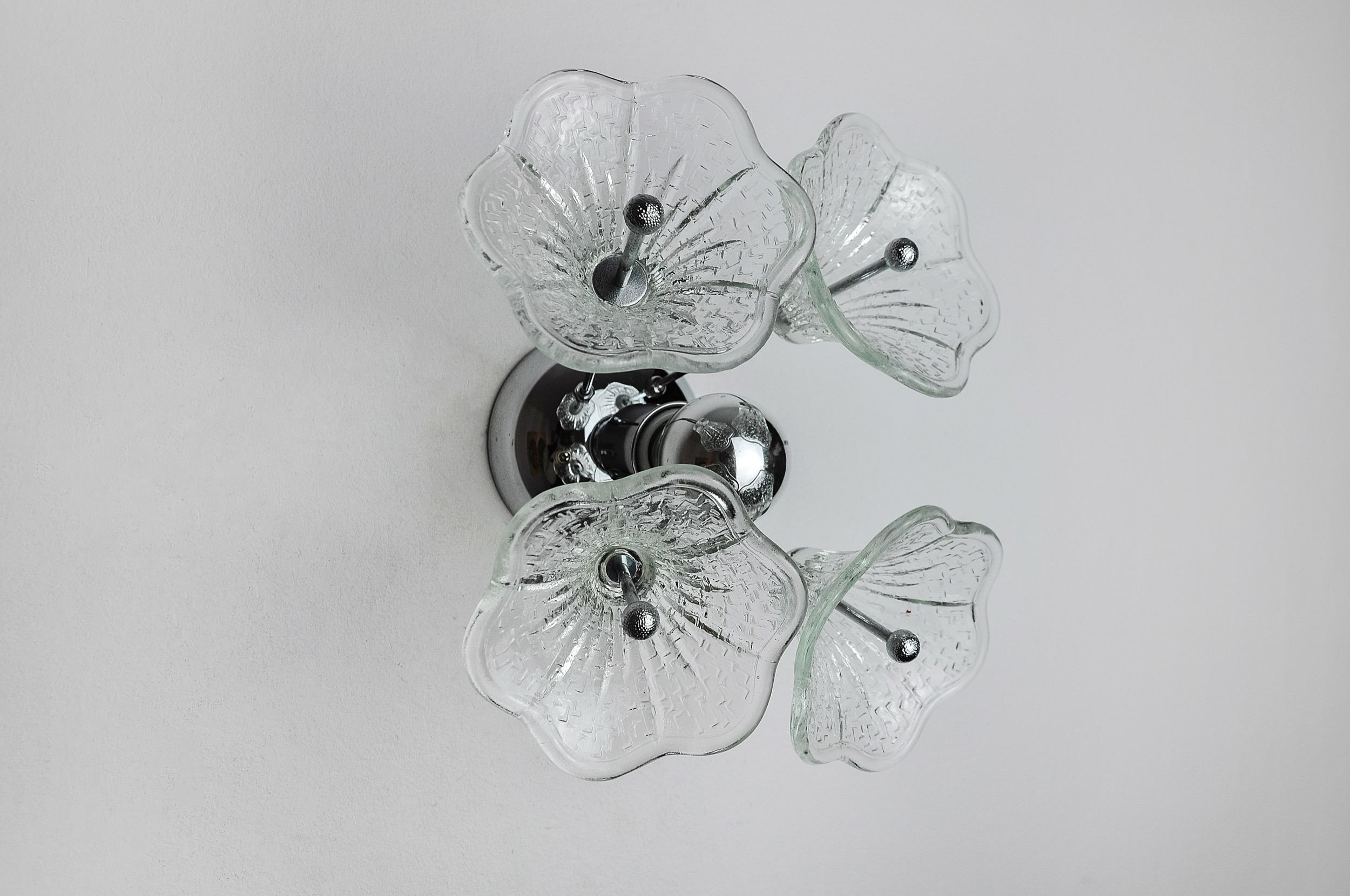 Italian Wall Lamp Sputnik Flowers, Murano Glass, Italy, 1970 For Sale