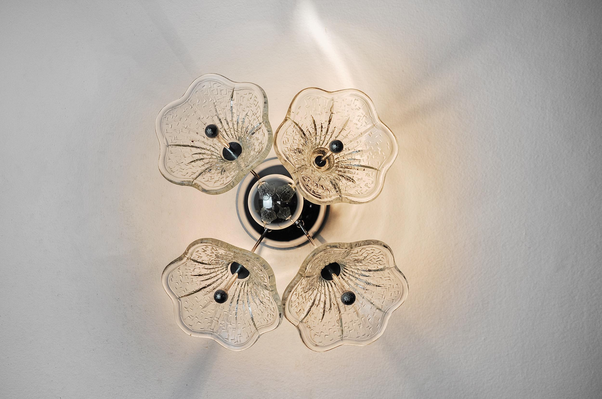 Wall Lamp Sputnik Flowers, Murano Glass, Italy, 1970 In Good Condition For Sale In BARCELONA, ES