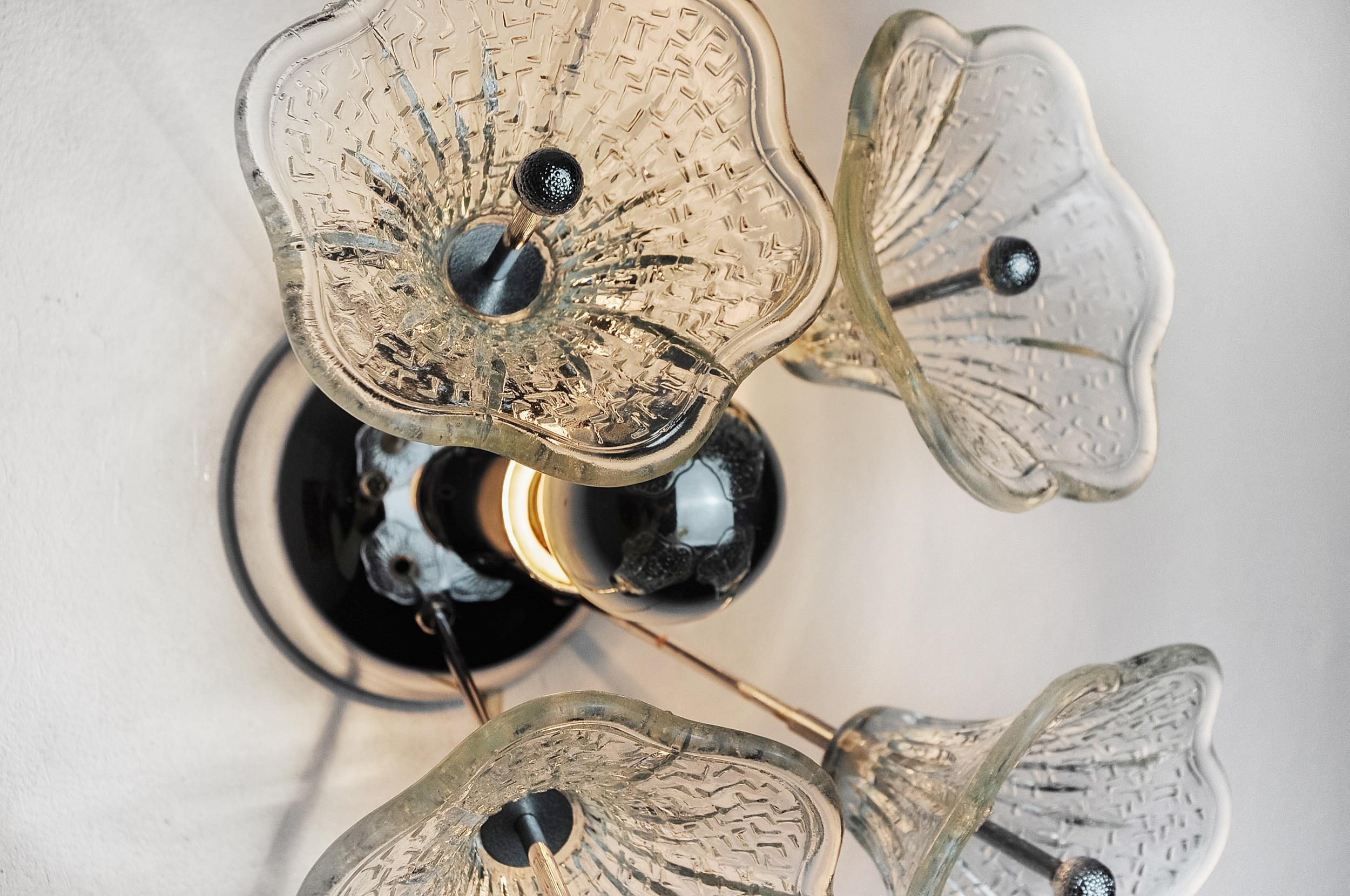 Crystal Wall Lamp Sputnik Flowers, Murano Glass, Italy, 1970 For Sale