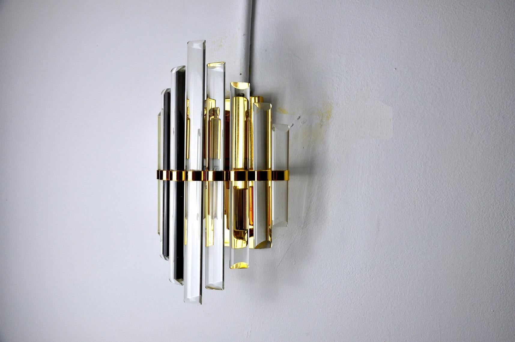 Hollywood Regency Wall Lamp Venini Murano Glass Italy 1970