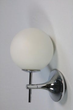 Wall Lamp, Wall Sconce, Glass Ball / Chrome, by TEMDE, 1970s
