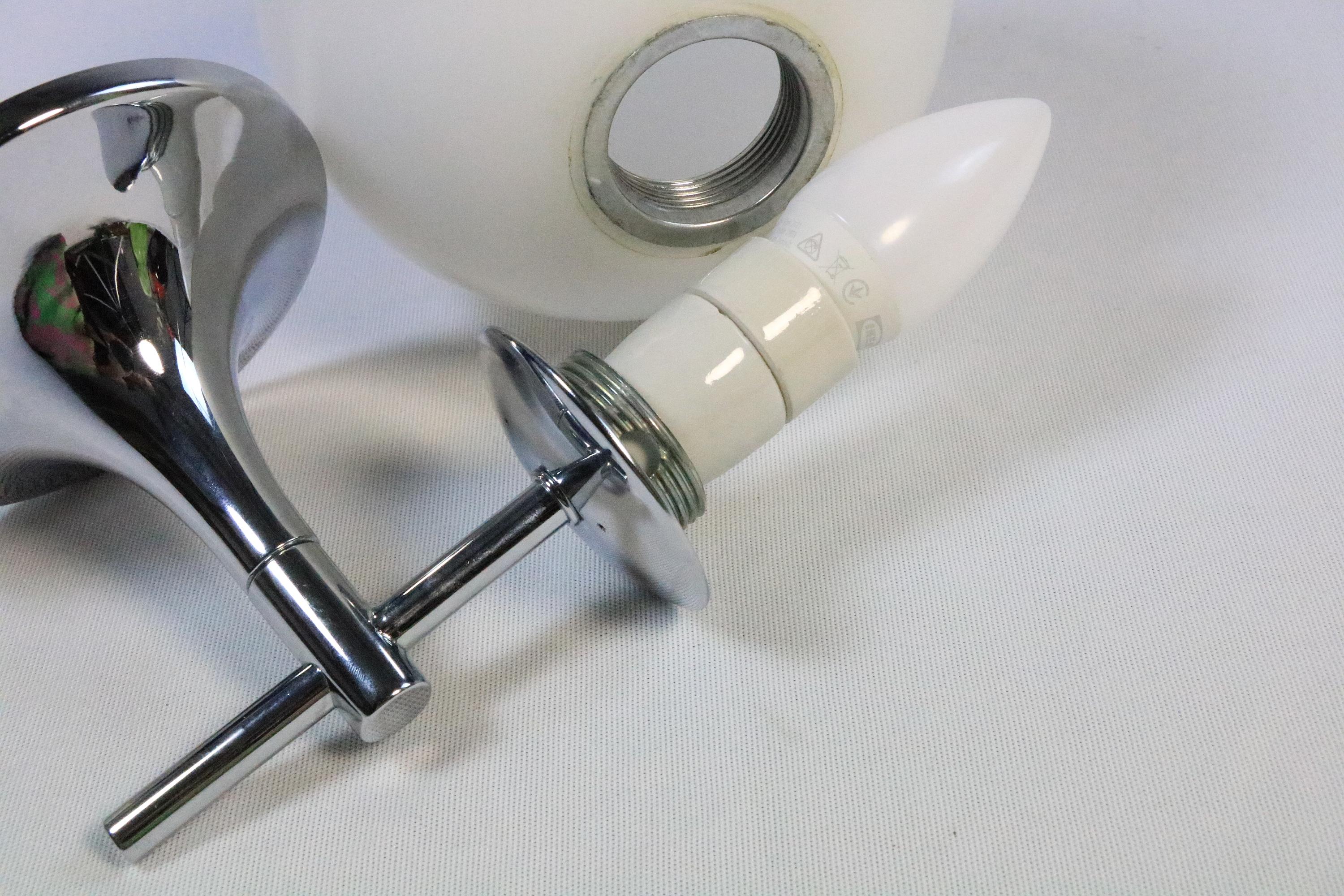 Late 20th Century Wall Lamp, Wall Sconce, Glass Ball / Chrome, by TEMDE, 1970s For Sale