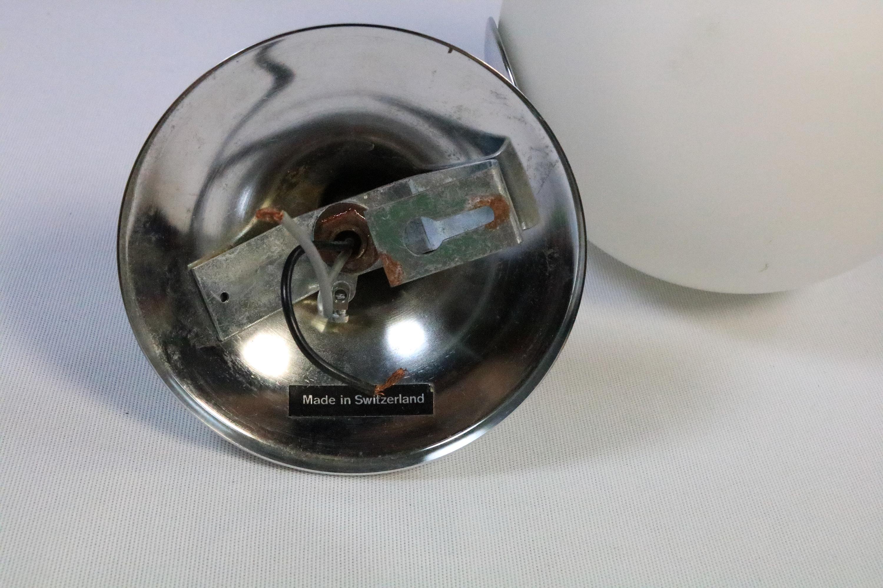 Brass Wall Lamp, Wall Sconce, Glass Ball / Chrome, by TEMDE, 1970s For Sale