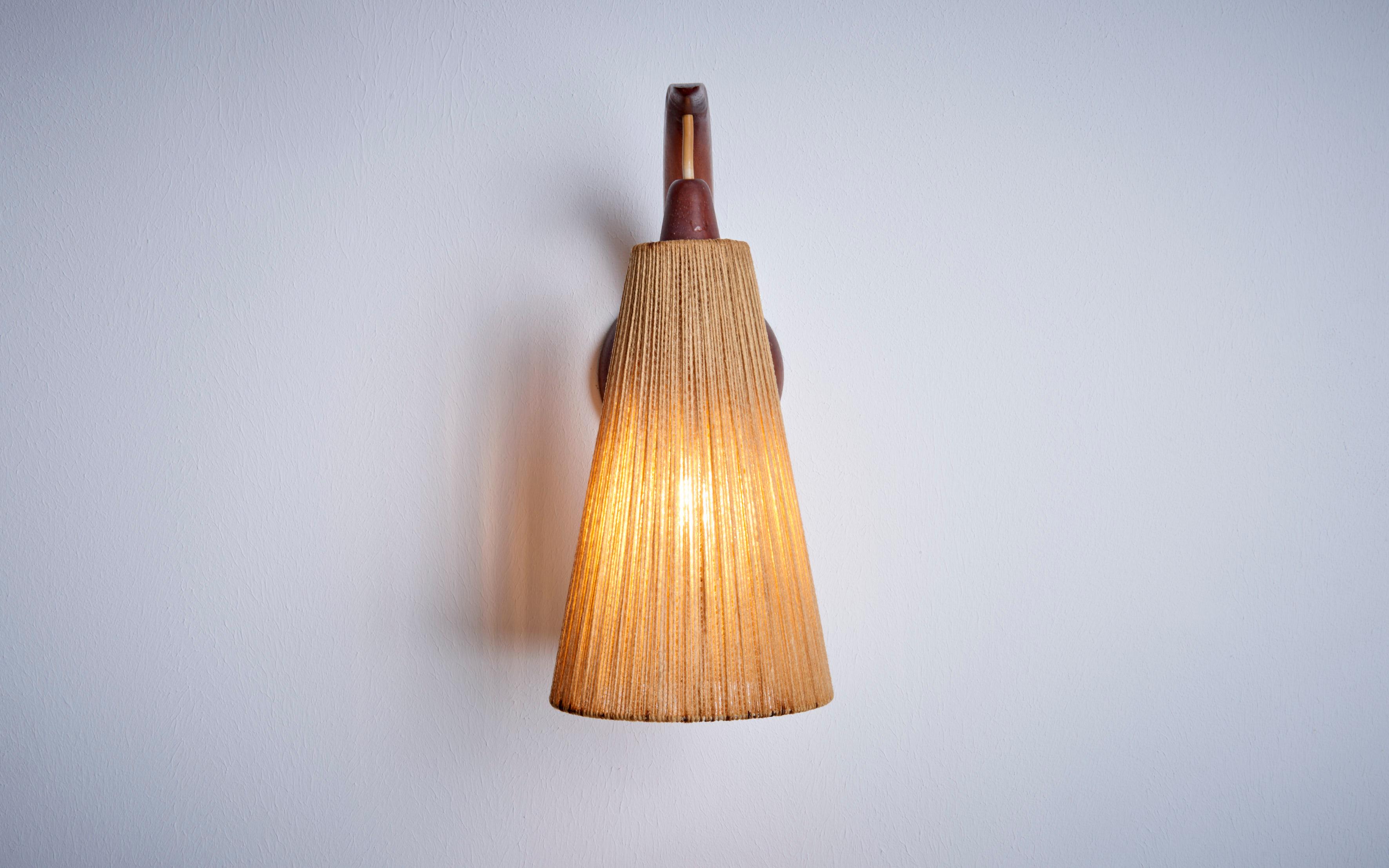 Mid-Century Modern Wall Lamp with Cord Shade by E.R. Nele for Temde, Switzerland