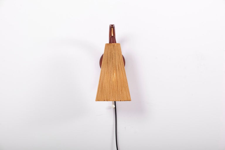 Wall Lamp with Cord Shade by E.R. Nele for Temde, Switzerland For Sale