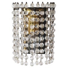 Wall Lamp with Crystal Beads and Brass by Bakalowits, Austria 1960s