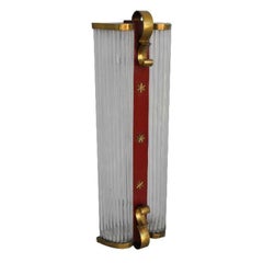 Wall Lamp with Glass and Red Lacquer Rods, 1950s