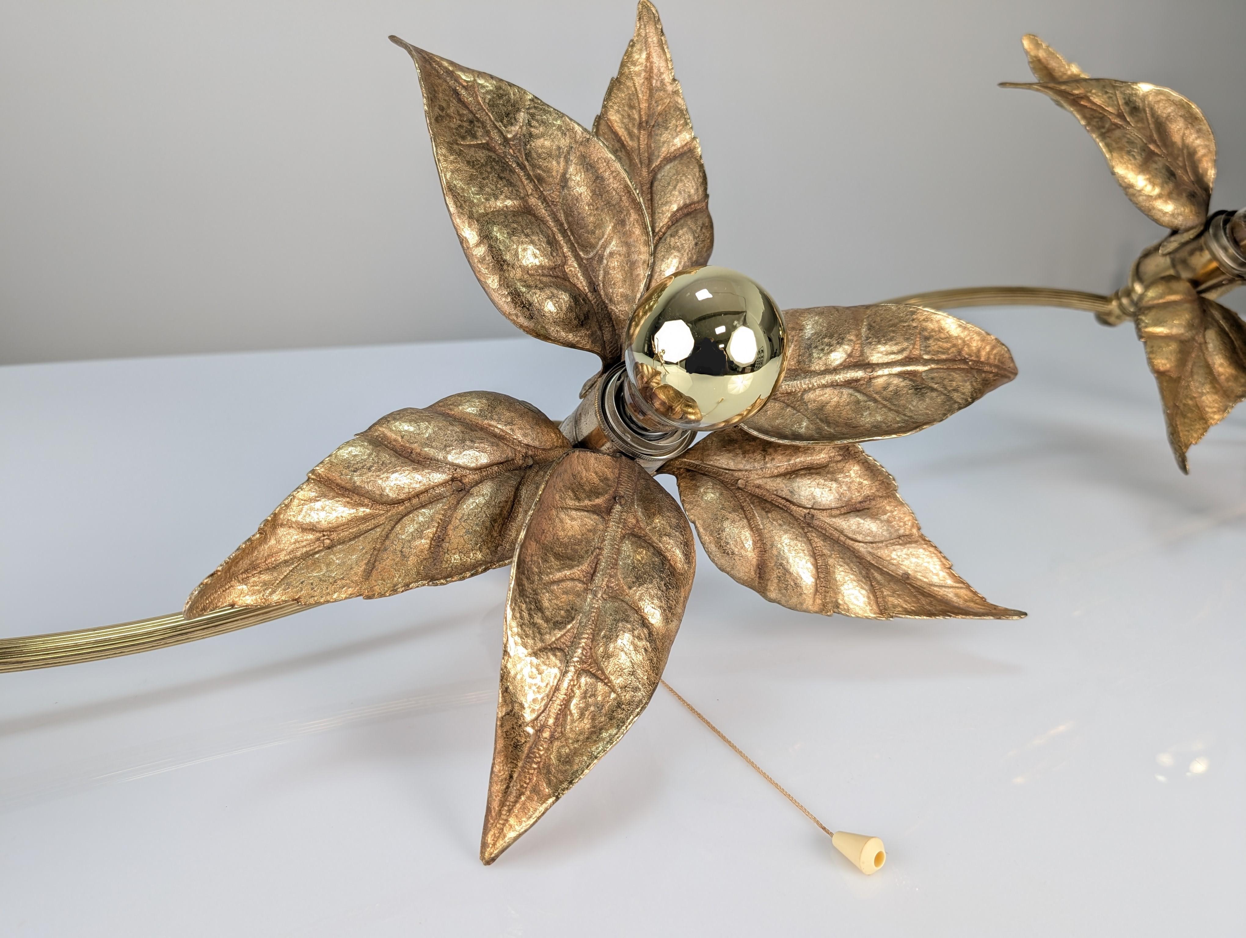Late 20th Century Wall lamp with three flowers by Willy Daro, Belgium, 1970s For Sale