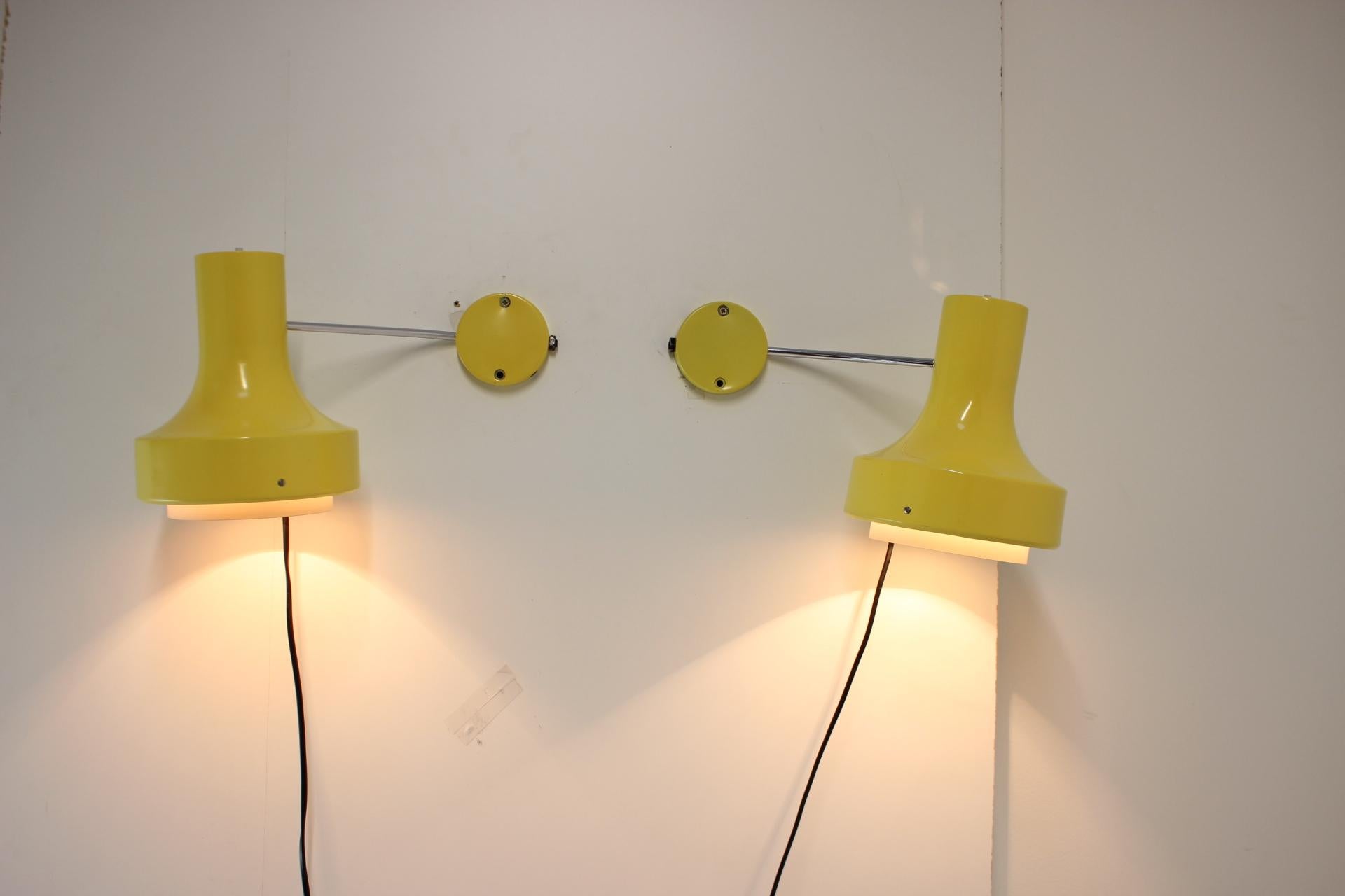 Wall Lamps by Josef Hůrka for Napako, 1960's For Sale 4