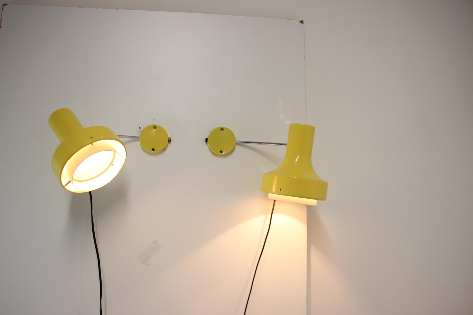 Wall Lamps by Josef Hůrka for Napako, 1960's For Sale 5