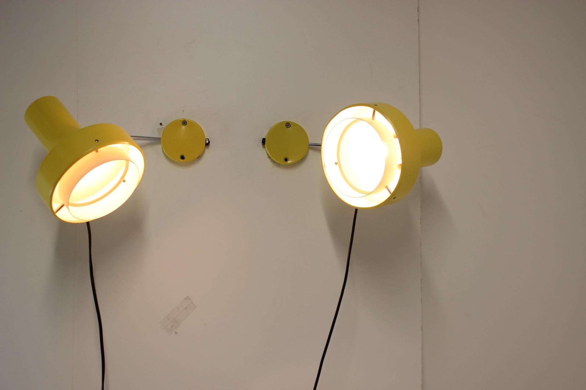 Wall Lamps by Josef Hůrka for Napako, 1960's For Sale 6