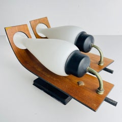 Stilnovo Wall Lights, Mid-Century Modern Brass & Glass, Italy 1950s
