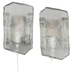 Lampade da parete in vetro modello 'ICE' marcato NAFA 484, Nybro Armaturfabrik. 1960s.
