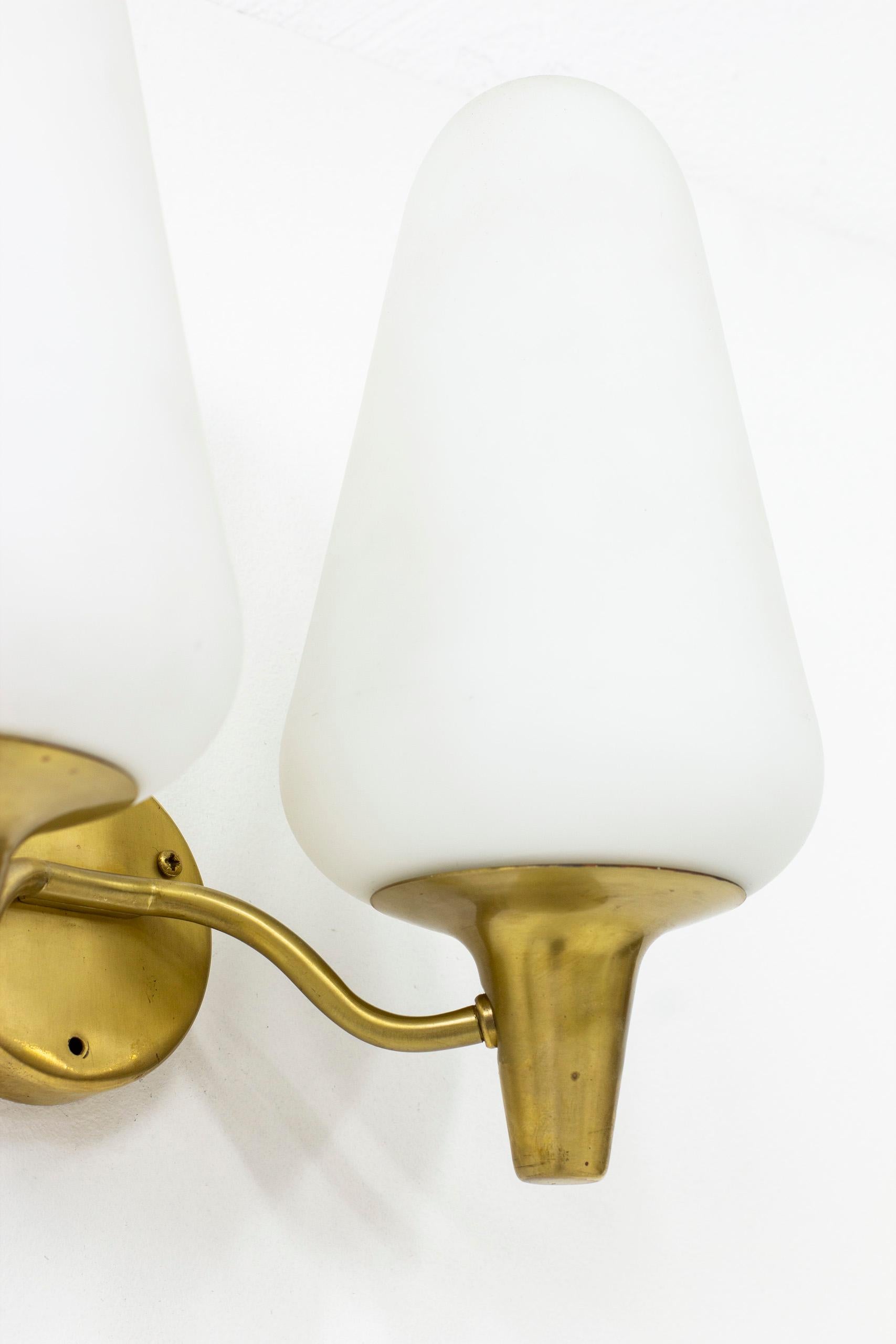 Wall Lamps in Brass and Glass by Böhlmarks Lamp Fabric, Sweden For Sale 2