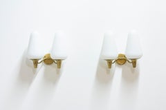 Wall Lamps in Brass and Glass by Harald Elof Notini, Böhlmarks , Sweden, 1940s