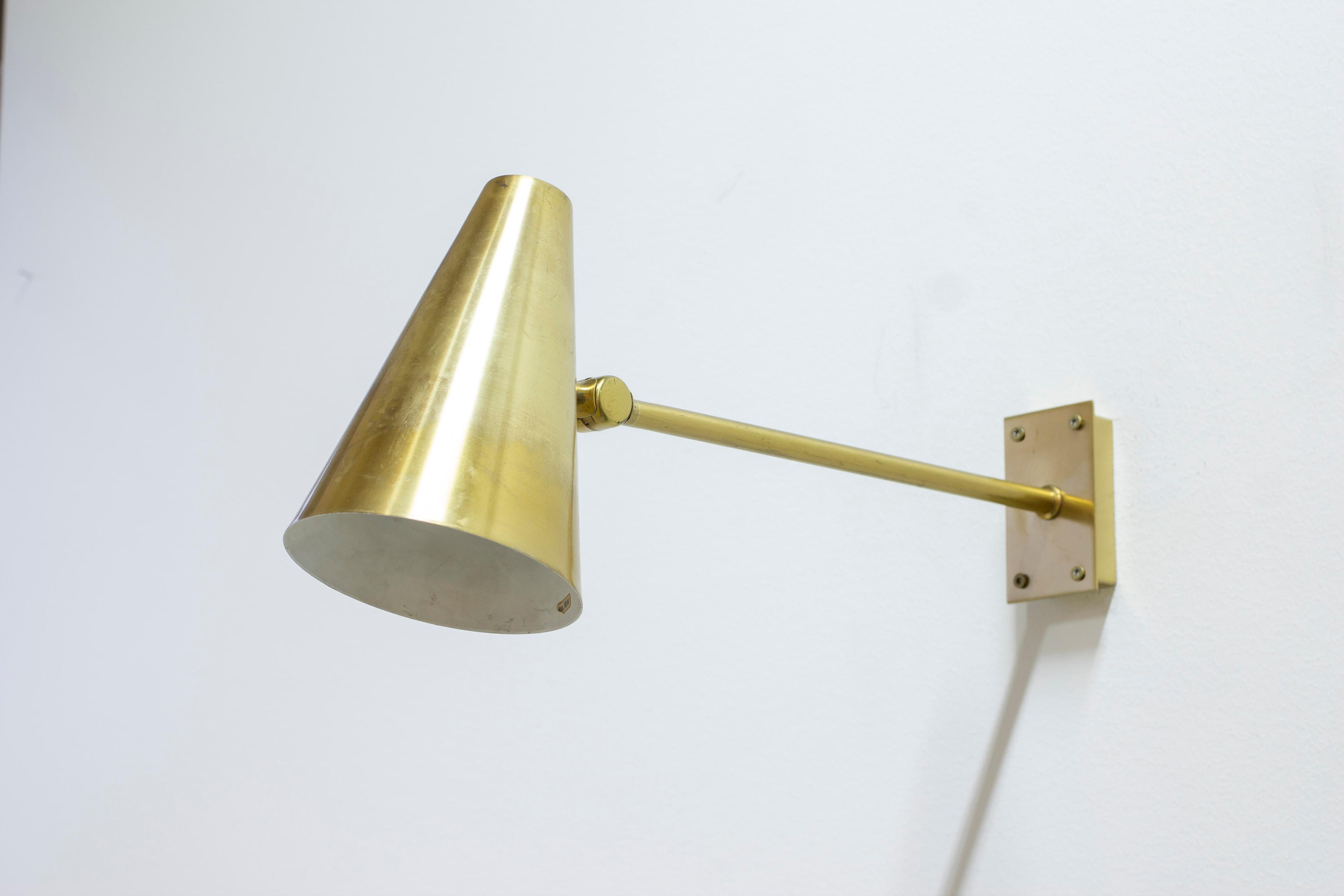 Lampes murales en laiton, modèle 6255 de Falkenbergs belysning, Suède, années 1960 en vente 3