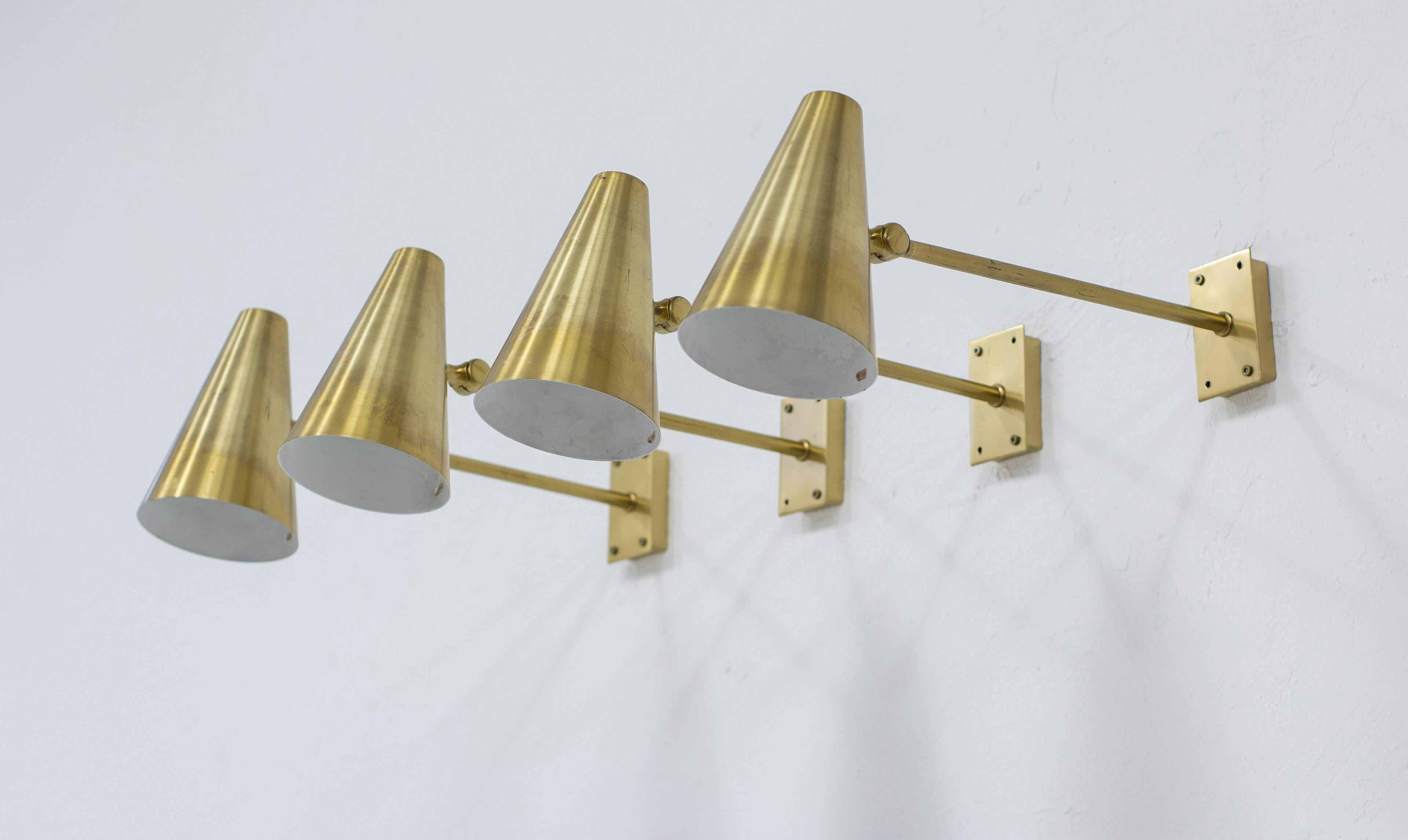 Wall lamps in brass, model 6255 by Falkenbergs belysning, Sweden, 1960s For Sale 5