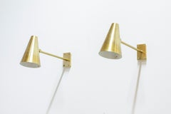 Lampes murales en laiton, modèle 6255 de Falkenbergs belysning, Suède, années 1960