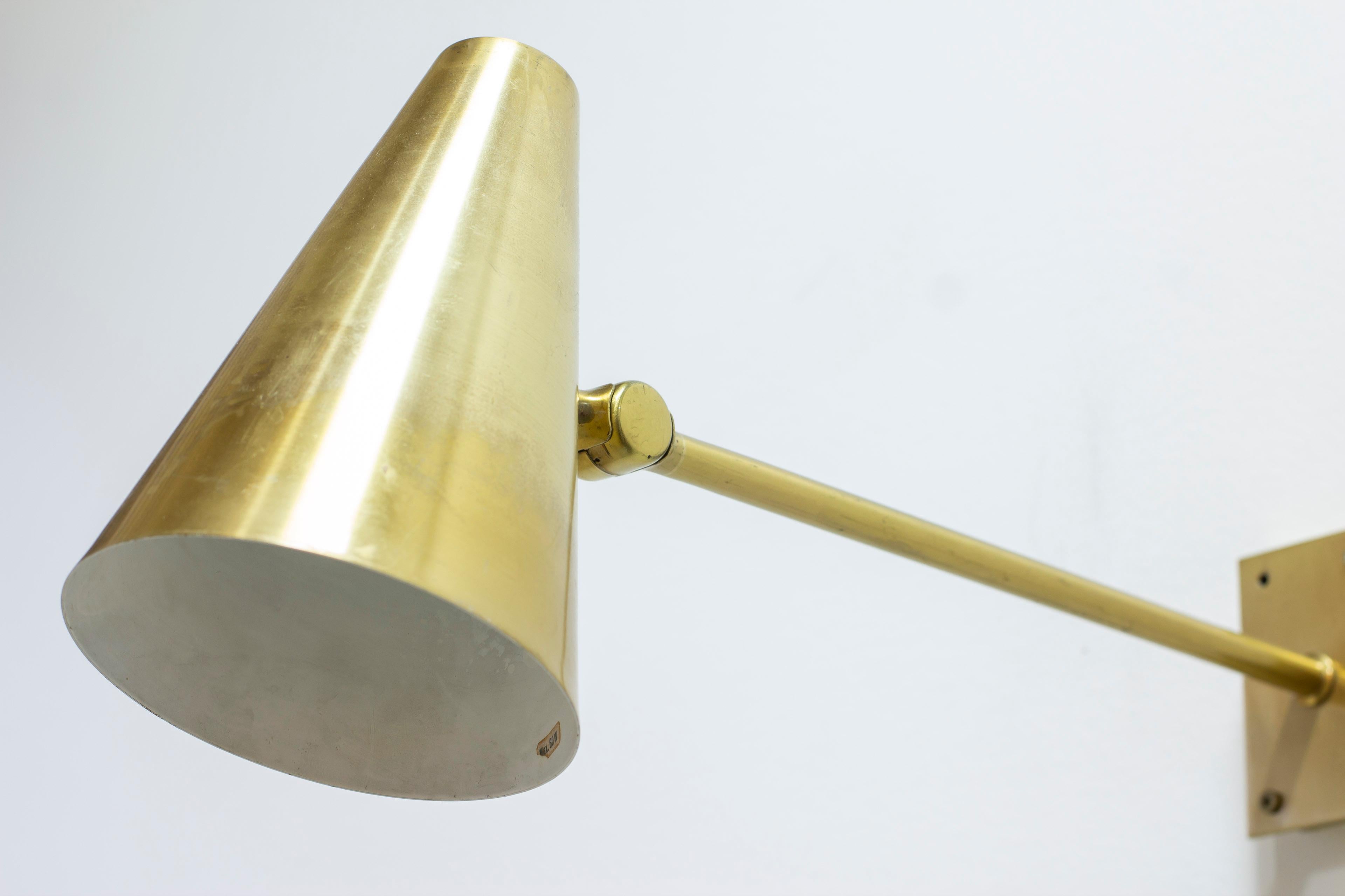 Lampes murales en laiton, modèle 6255 de Falkenbergs belysning, Suède, années 1960 en vente 2