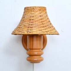 Wandleuchten aus Kiefernholz mit Rohrschirmen von Solbackens Svarveri, Schweden, 1970er Jahre