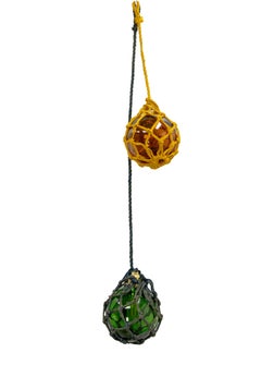 Wall Lamps Pair Fishing Net Floats Repurposed as Pendant Lamps, French c 1970