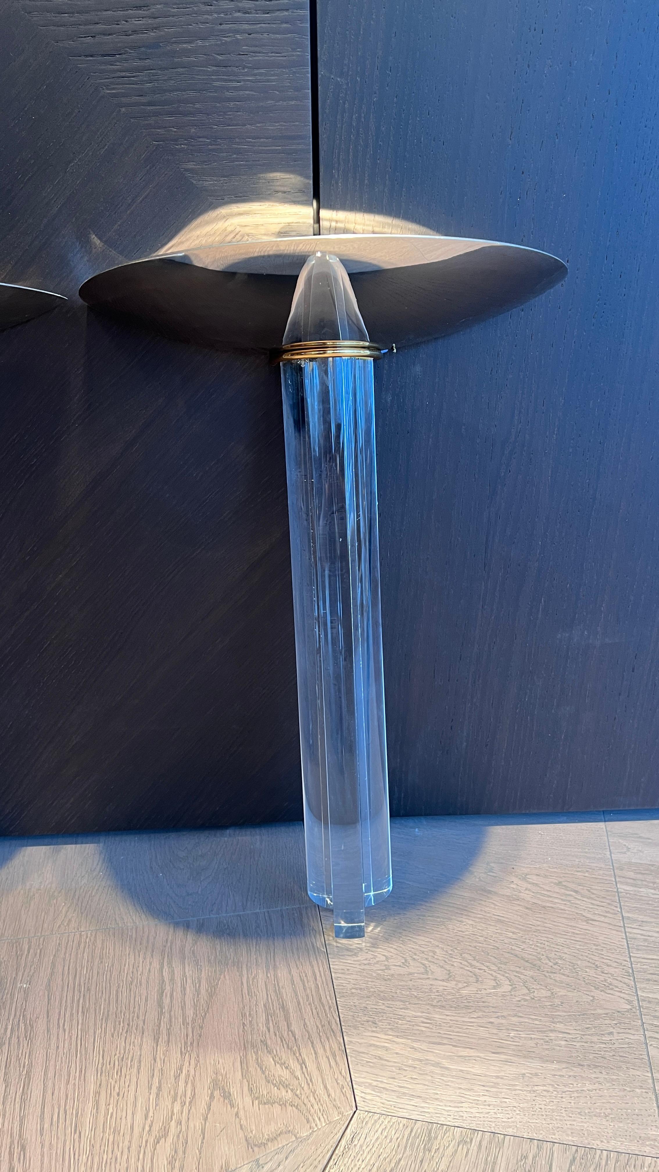 Brass Wall Lamps with Acrylic  and Metal Shade For Sale