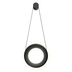 Wall LED Lamp in Brushed Brass and Leather, Dims on Rotation
