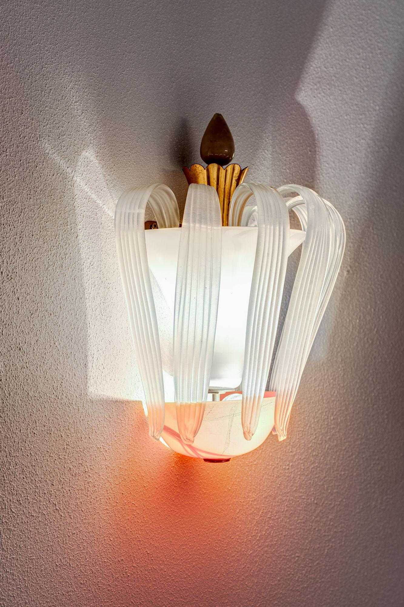 Mid-Century Modern Wall Light Attributed to Tommaso Buzzi for Venini, Marked