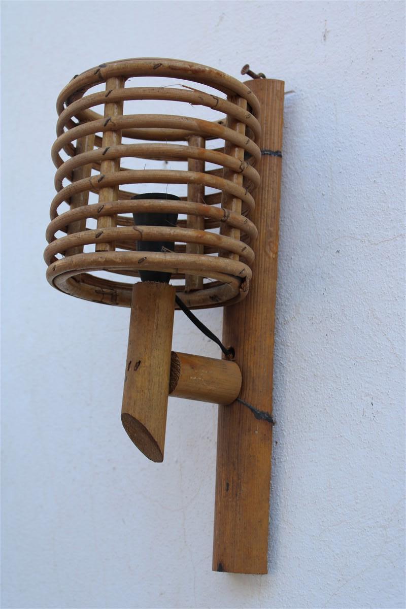 Wall light bamboo Md-century Italian Design 1950 Round Decoration.