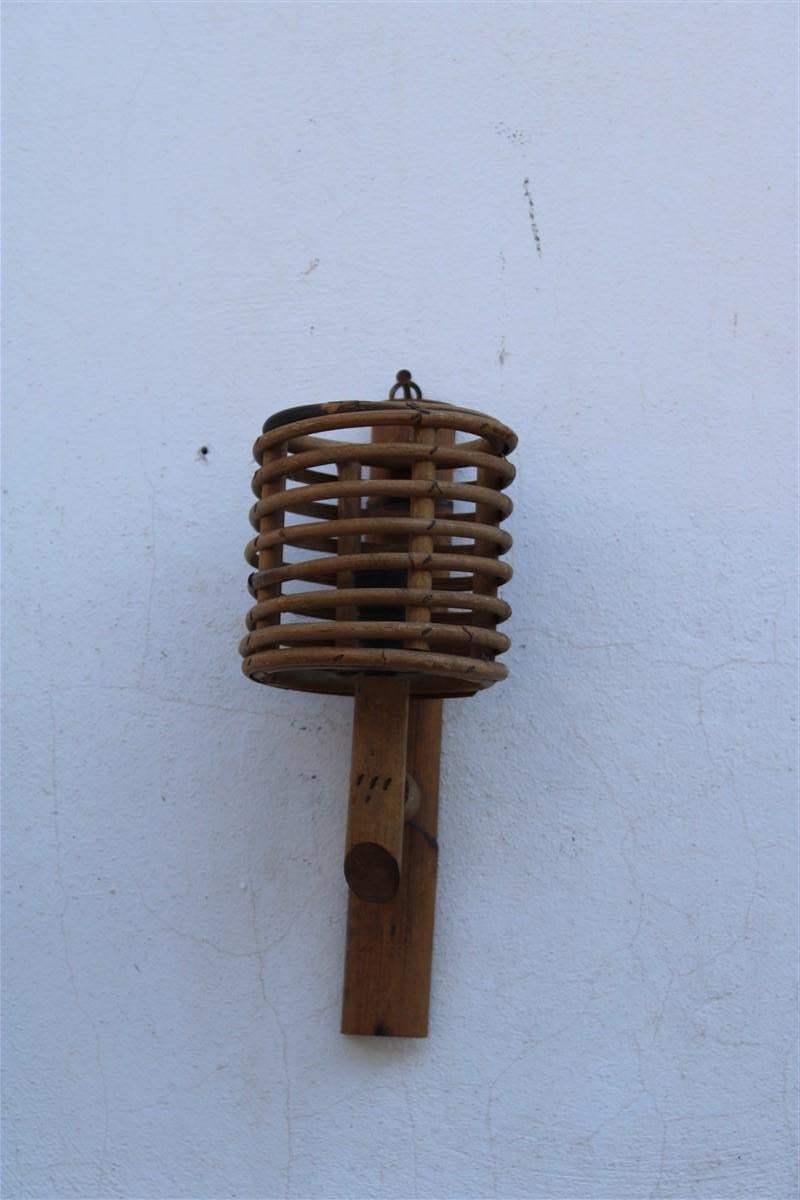 Wall Light Bamboo Md-Century Italian Design 1950 Round Decoration  In Good Condition For Sale In Palermo, Sicily