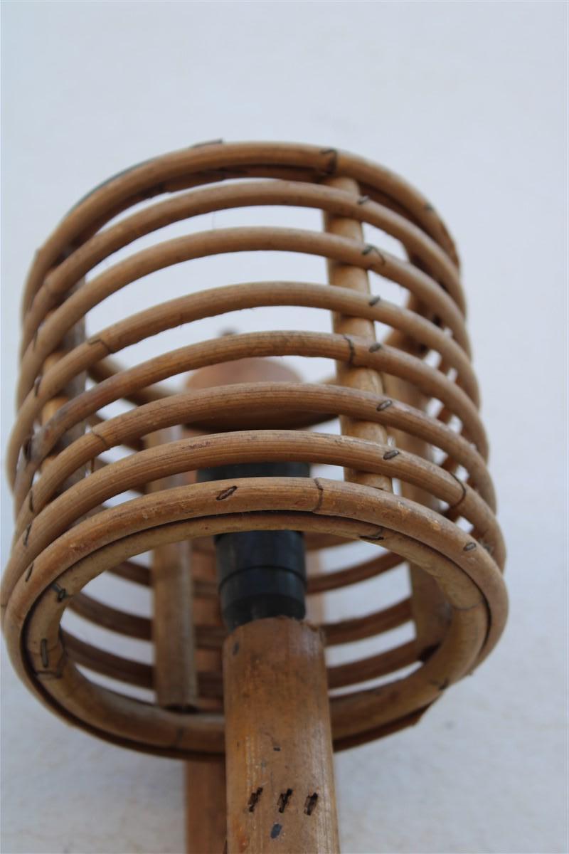 Bambou Applique murale en bambou décorée ronde de style italien Md-century, 1950 en vente