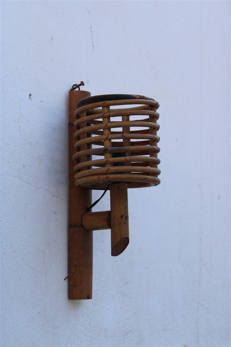 Wall Light Bamboo Md-Century Italian Design 1950 Round Decoration  For Sale 2