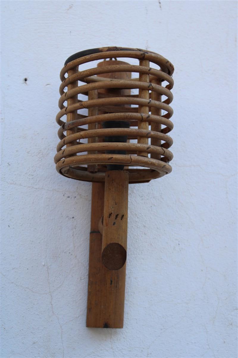 Wall Light Bamboo Md-Century Italian Design 1950 Round Decoration  For Sale 3